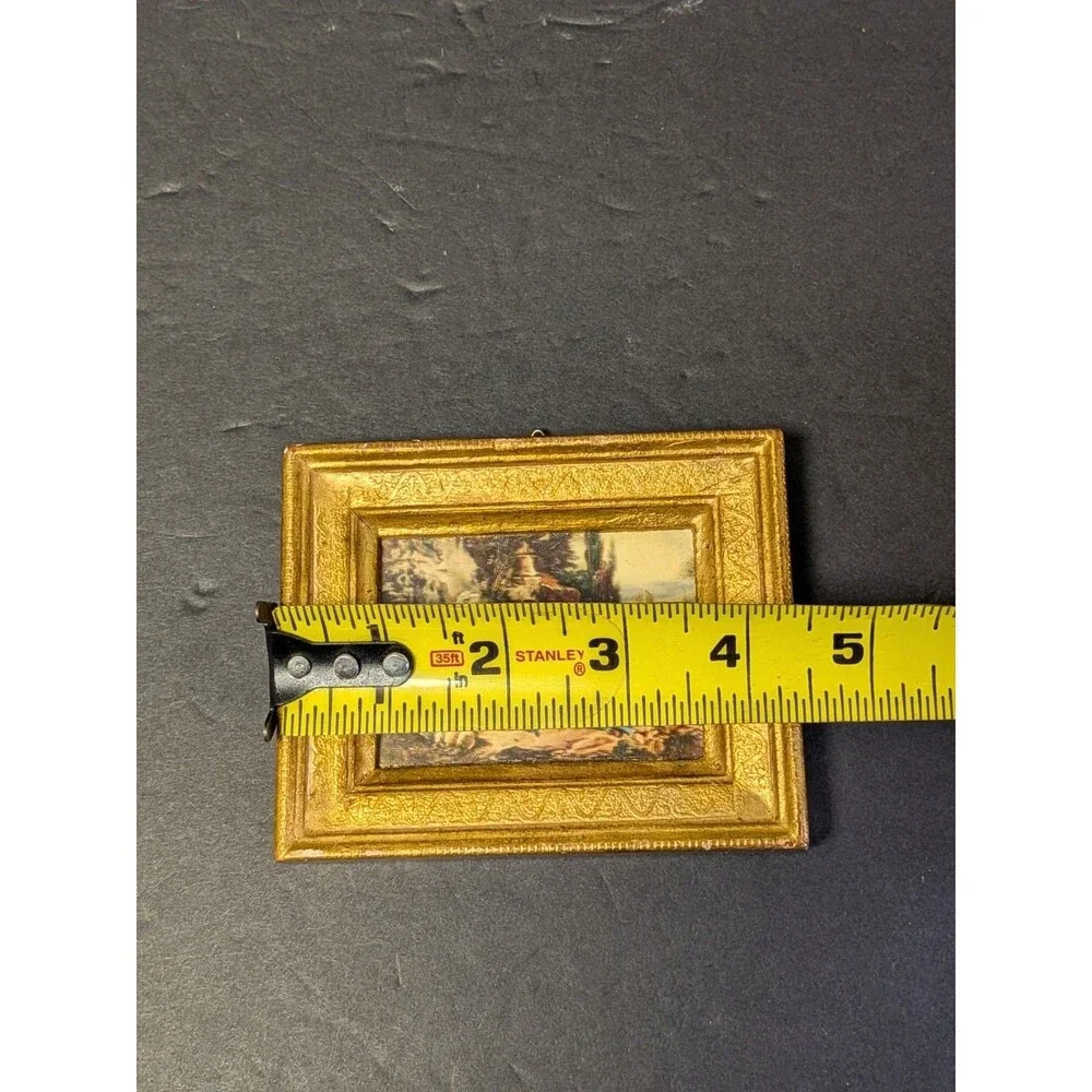 Vintage Miniature Italian Frame W/ Rococo-Style Love Scene